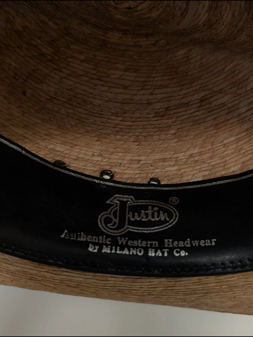 Justin Straw Cowboy Hat with Black Band Size 20